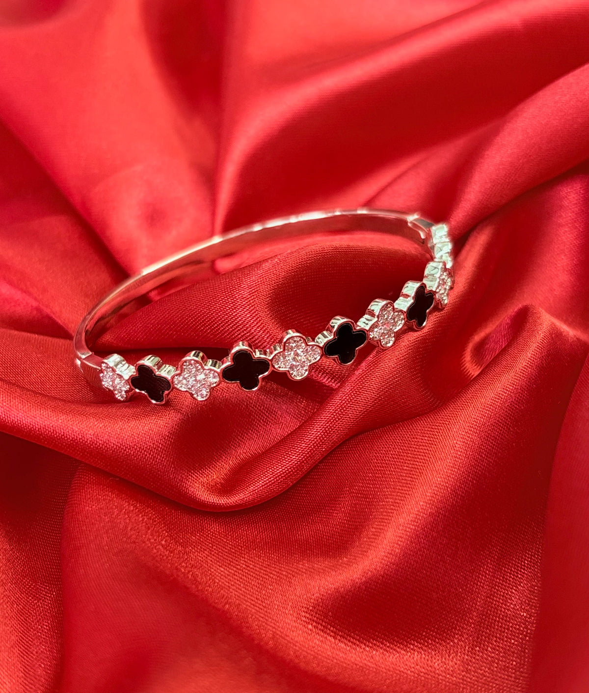 Black Clover Moissanite CZ Tennis Bangle