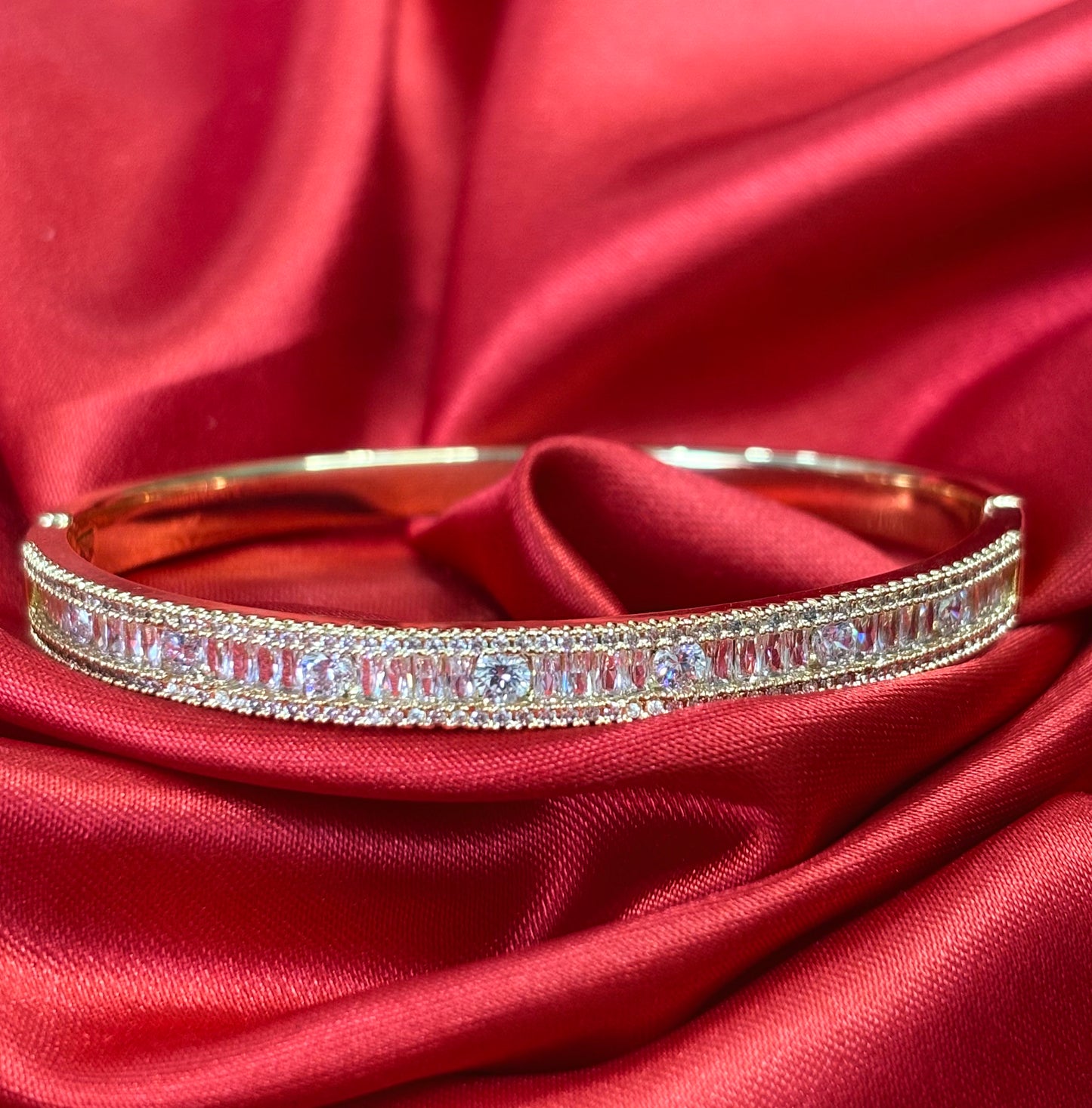 Baguette & Round CZ Bangle