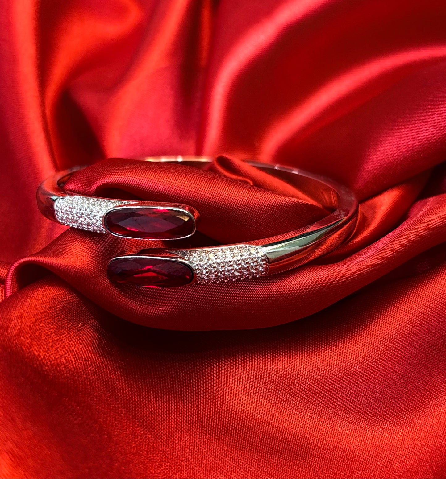 Oval Cut Ruby Red Stone Bangle