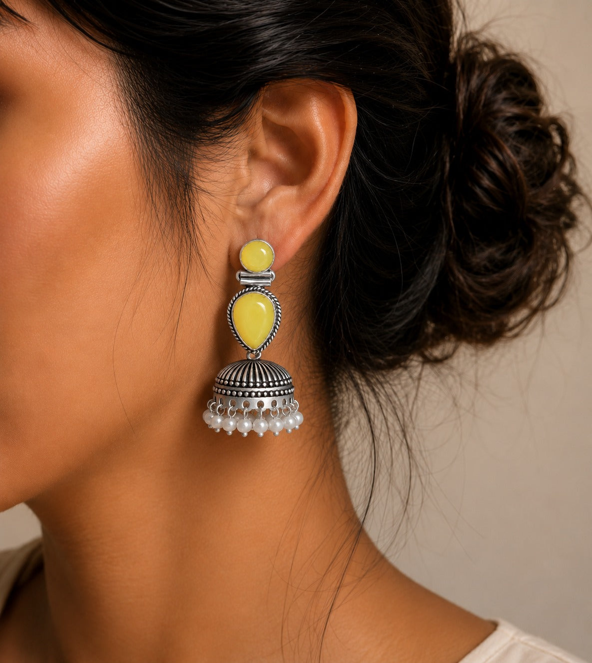 OXIDISED SILVER JHUMKA-