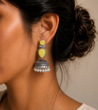 OXIDISED SILVER JHUMKA-