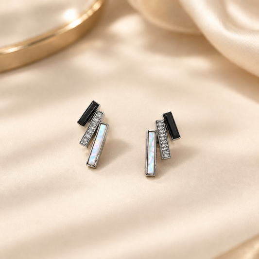 Silver-toned geometric Stud