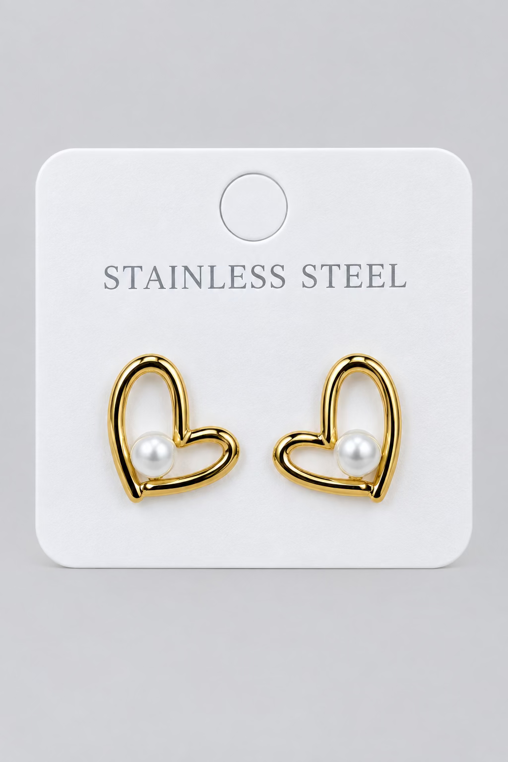 Gold heart-shaped stainless steel stud