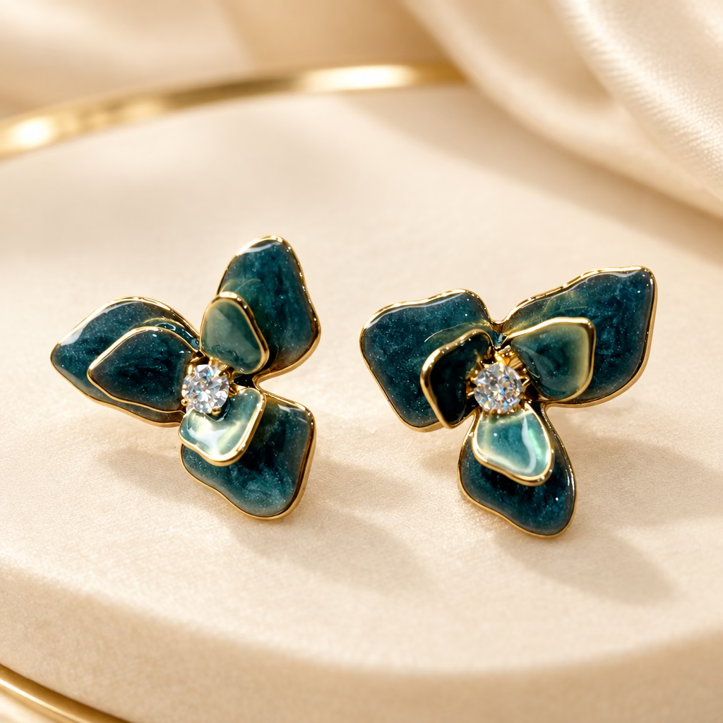 Ousimiya Flower-Shaped Enamel Earrings