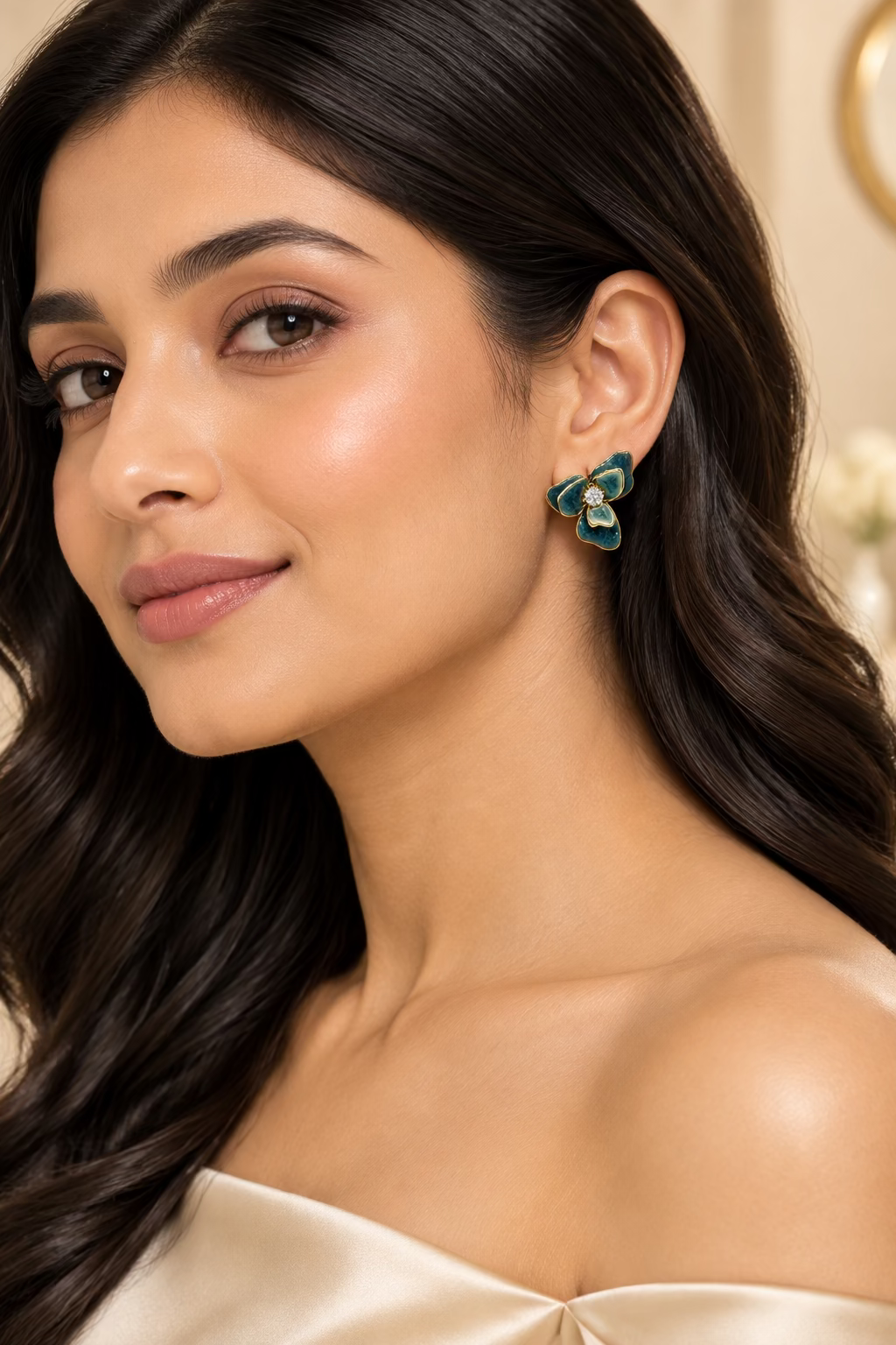 Ousimiya Flower-Shaped Enamel Earrings