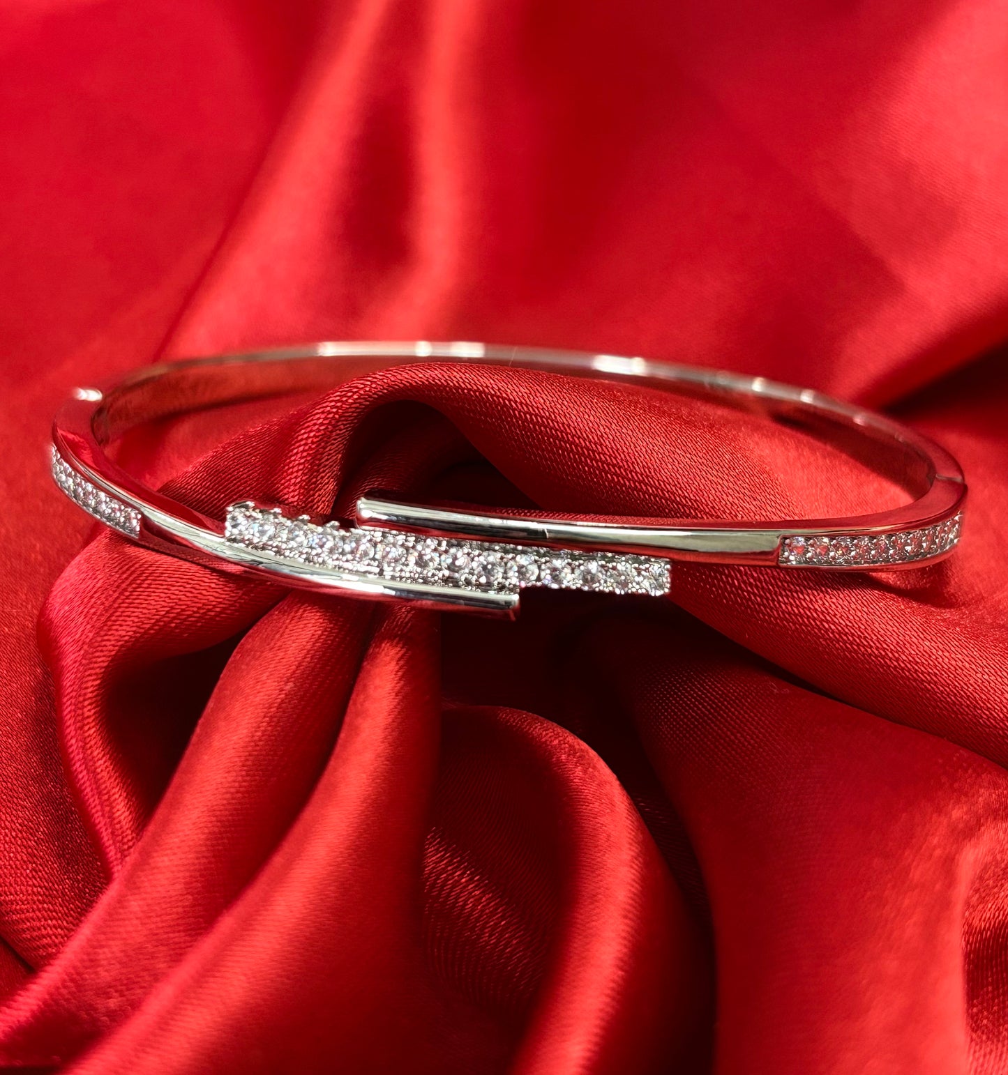 Cubic Zirconia Open Kada Bangle