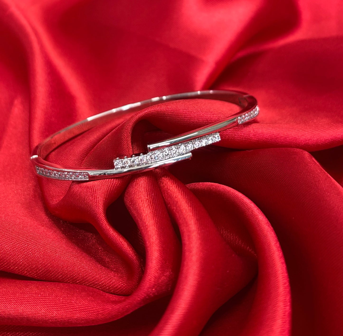 Cubic Zirconia Open Kada Bangle