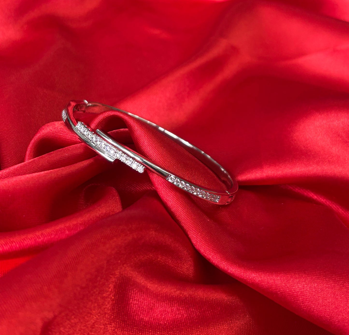 Cubic Zirconia Open Kada Bangle