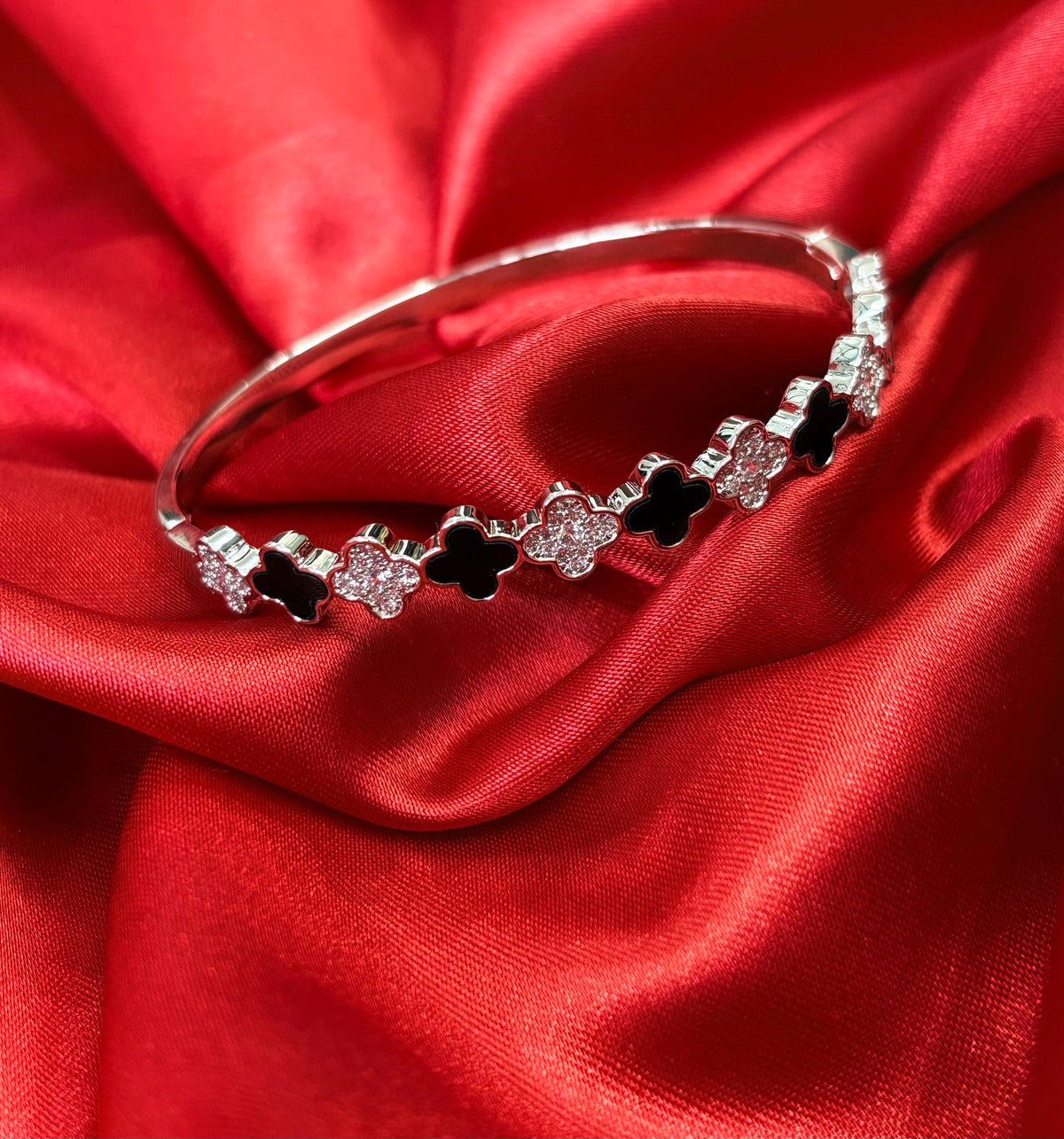 Black Clover Moissanite CZ Tennis Bangle