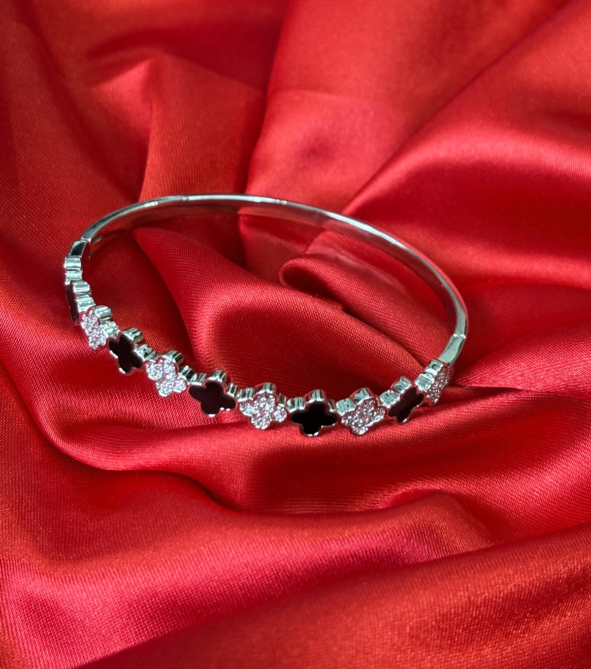 Black Clover Moissanite CZ Tennis Bangle