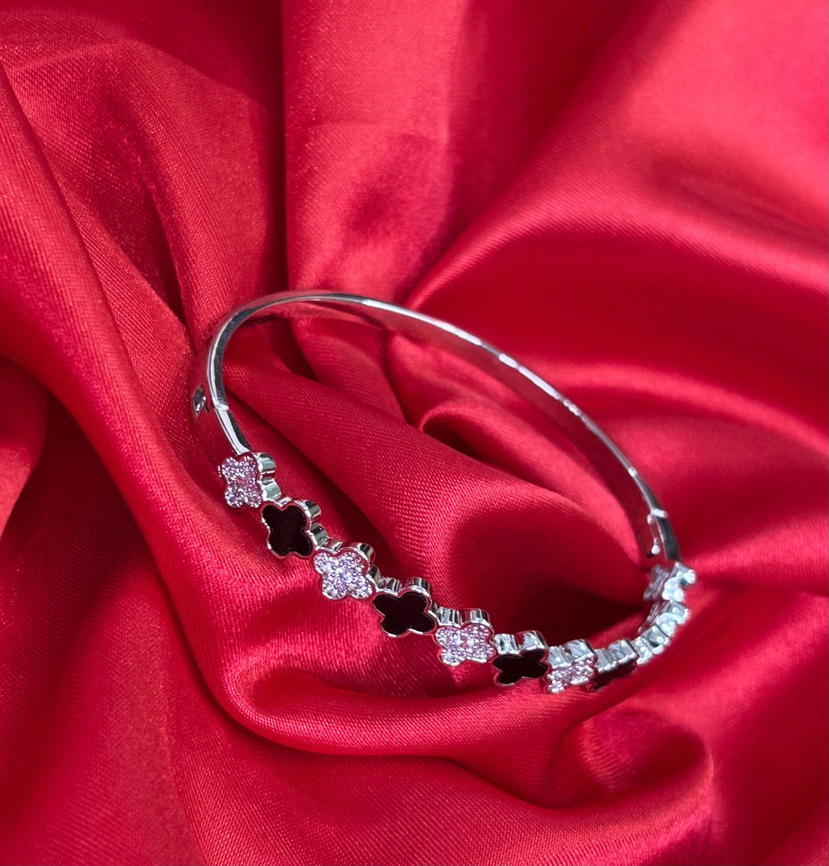 Black Clover Moissanite CZ Tennis Bangle