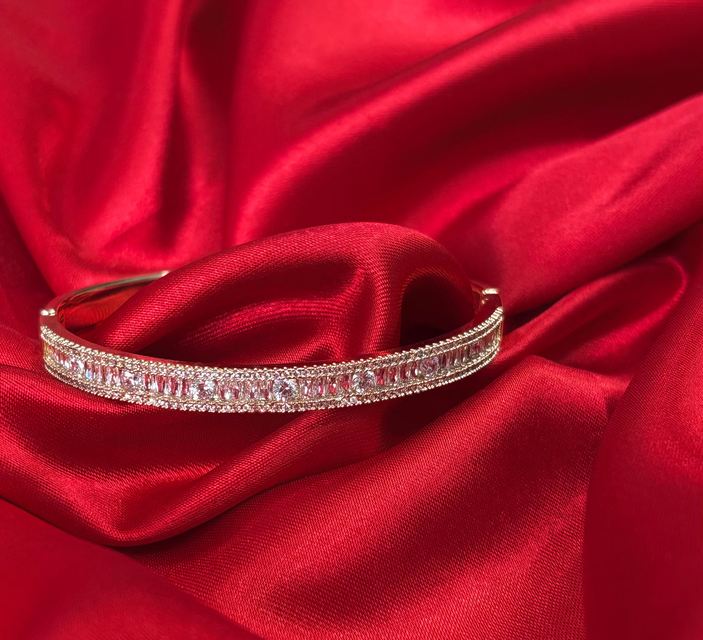 Baguette & Round CZ Bangle