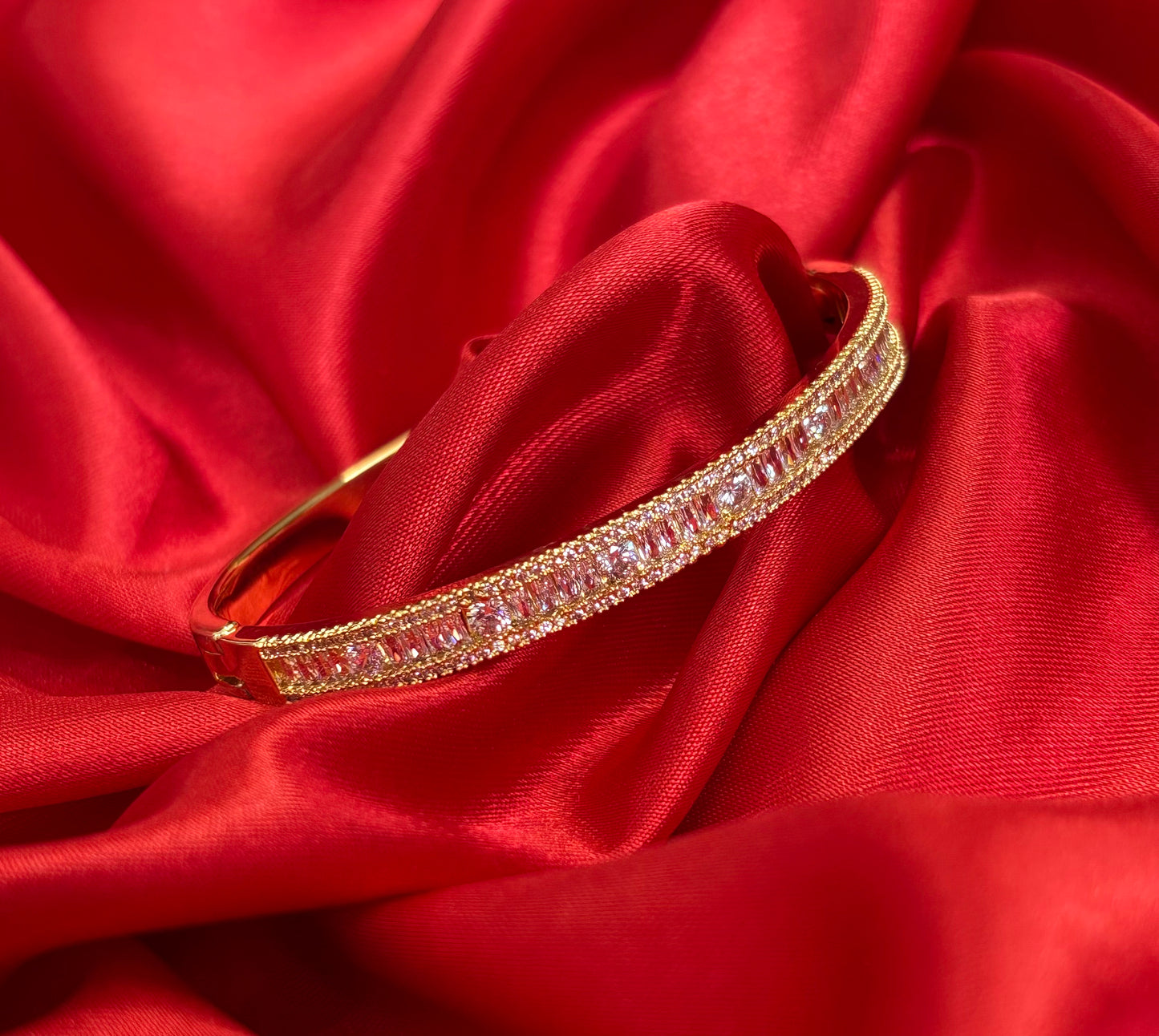 Baguette & Round CZ Bangle