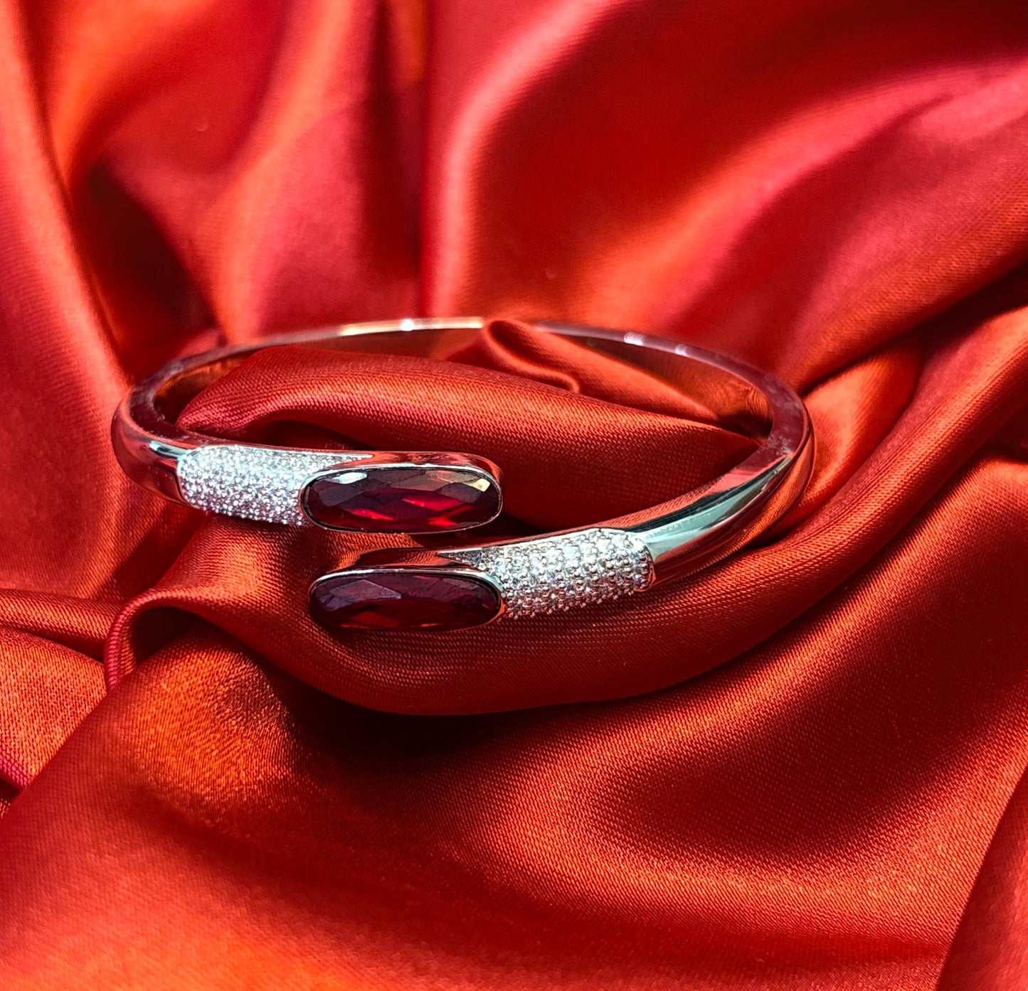 Oval Cut Ruby Red Stone Bangle