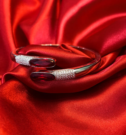 Oval Cut Ruby Red Stone Bangle