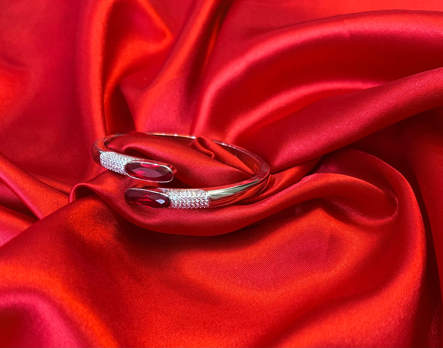 Oval Cut Ruby Red Stone Bangle