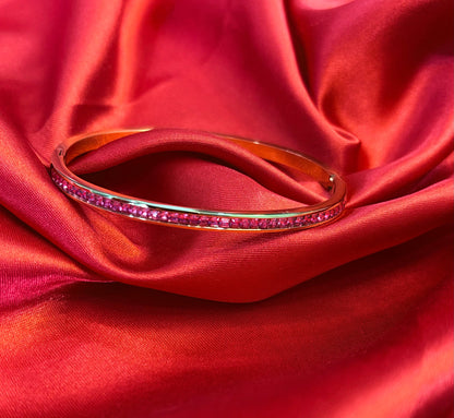 Elite Line Bangle (Gold/Pink Stones)