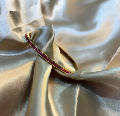 Elite Line Bangle (Gold/Pink Stones)