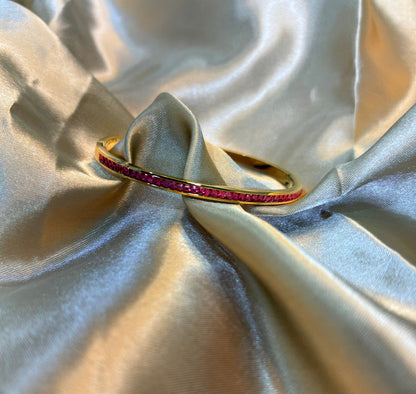 Elite Line Bangle (Gold/Pink Stones)