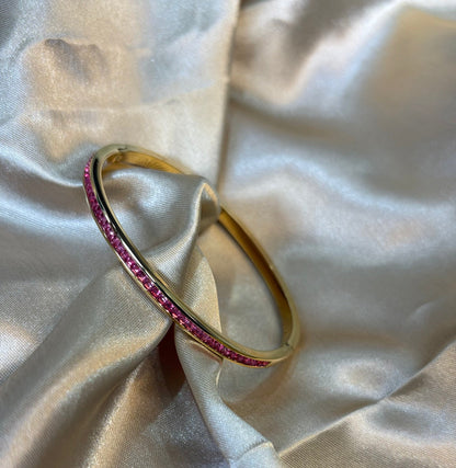 Elite Line Bangle (Gold/Pink Stones)