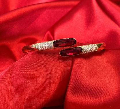 Oval Cut Ruby Red Stone Bangle