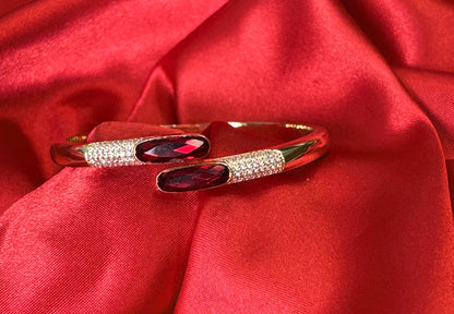 Oval Cut Ruby Red Stone Bangle