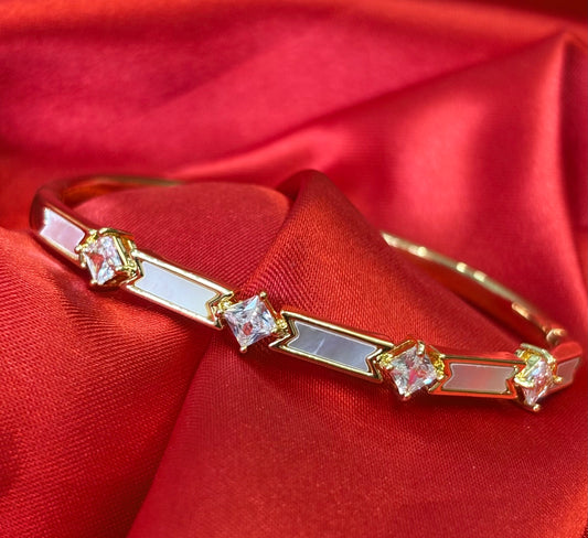 Mother Of Pearl Princess-Cut CZ Bangle
