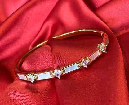 Mother Of Pearl Princess-Cut CZ Bangle