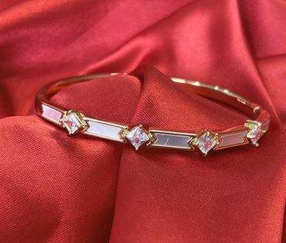 Mother Of Pearl Princess-Cut CZ Bangle