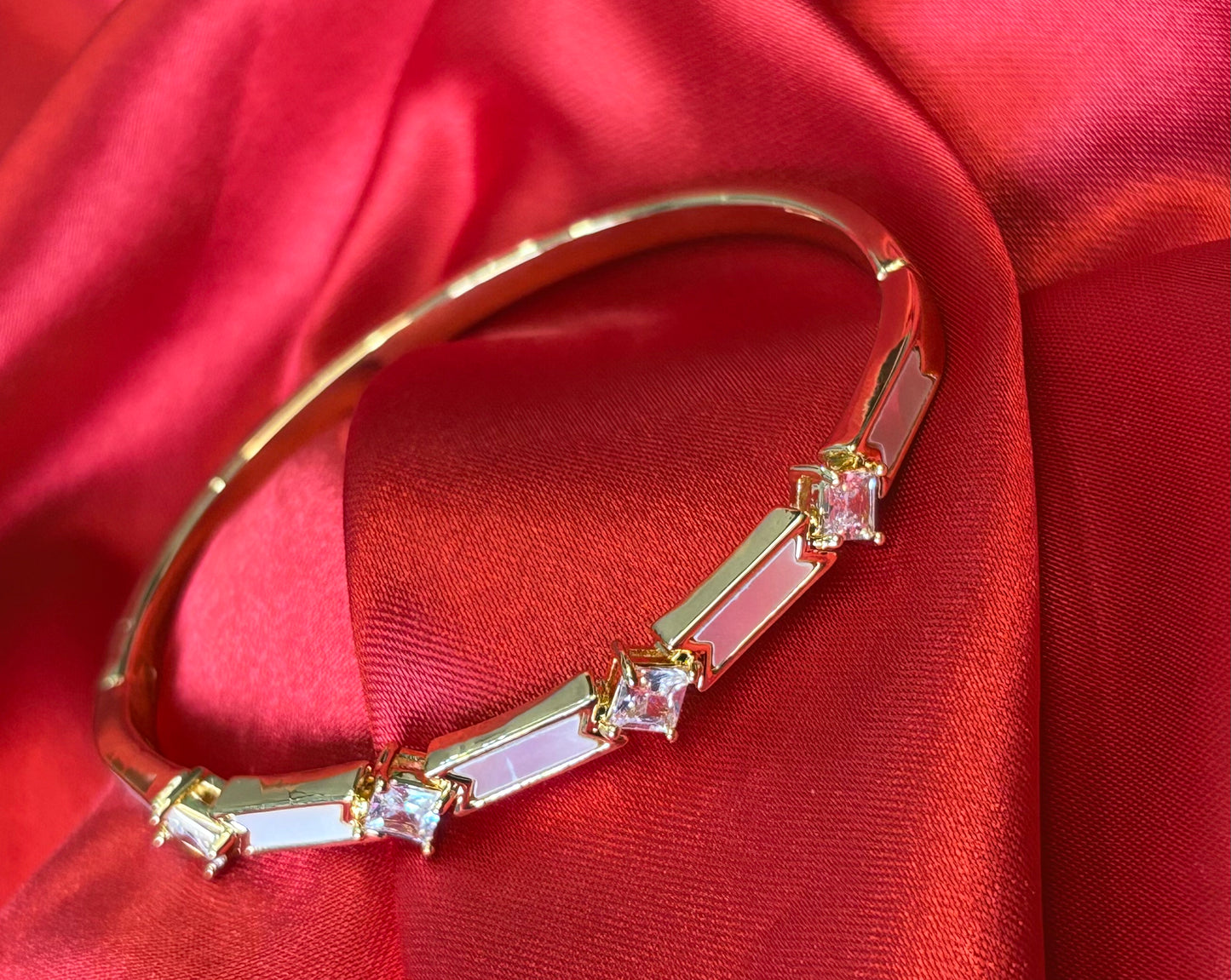 Mother Of Pearl Princess-Cut CZ Bangle