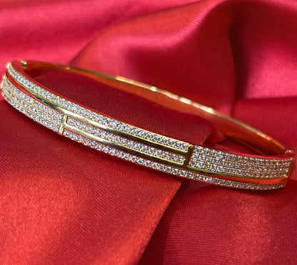 Gold Tone Cubic Zirvonia Pave Bangle