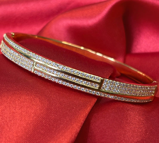 Gold Tone Cubic Zirvonia Pave Bangle