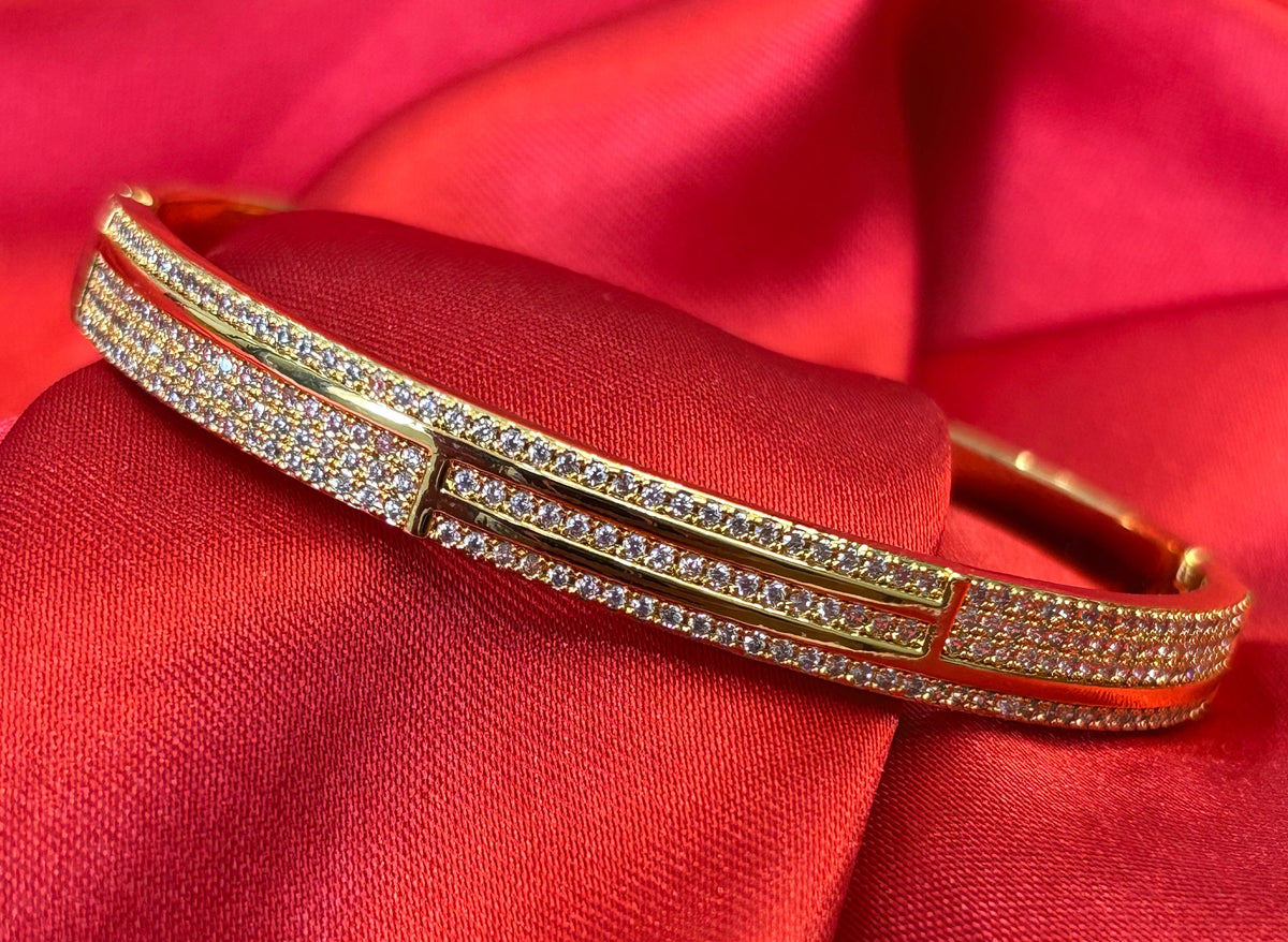 Gold Tone Cubic Zirvonia Pave Bangle