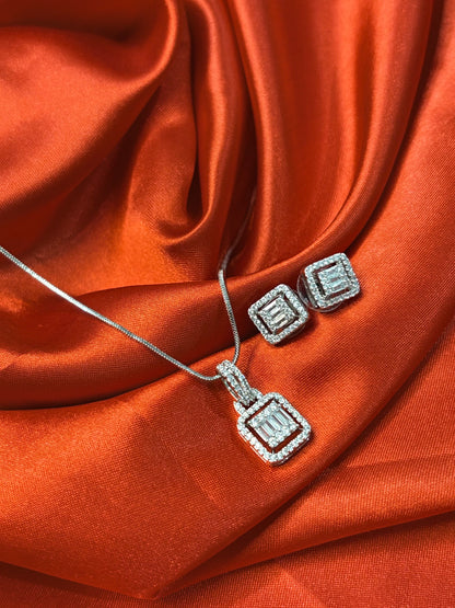 CRYSTAL SQUARE COMBO WITH EARRING