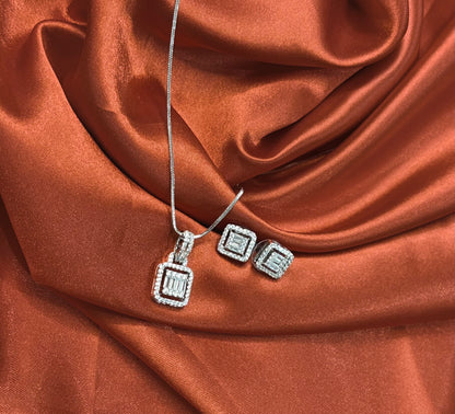 CRYSTAL SQUARE COMBO WITH EARRING
