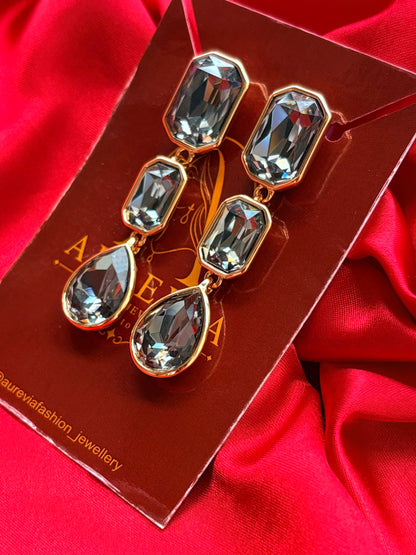 Regal Crystal Cascade Earrings