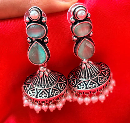 OXIDISED SILVER JHUMKA-