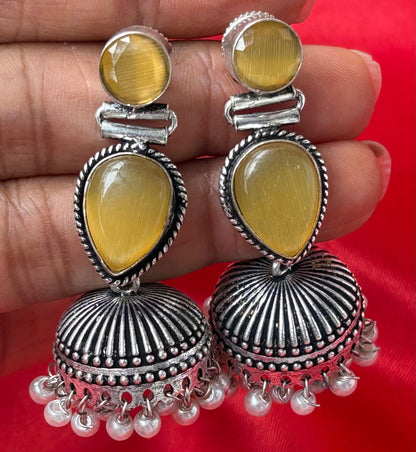 OXIDISED SILVER JHUMKA-