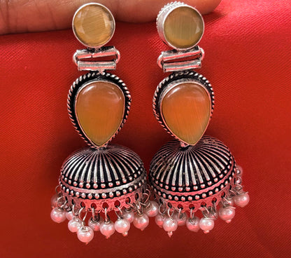 OXIDISED SILVER JHUMKA-