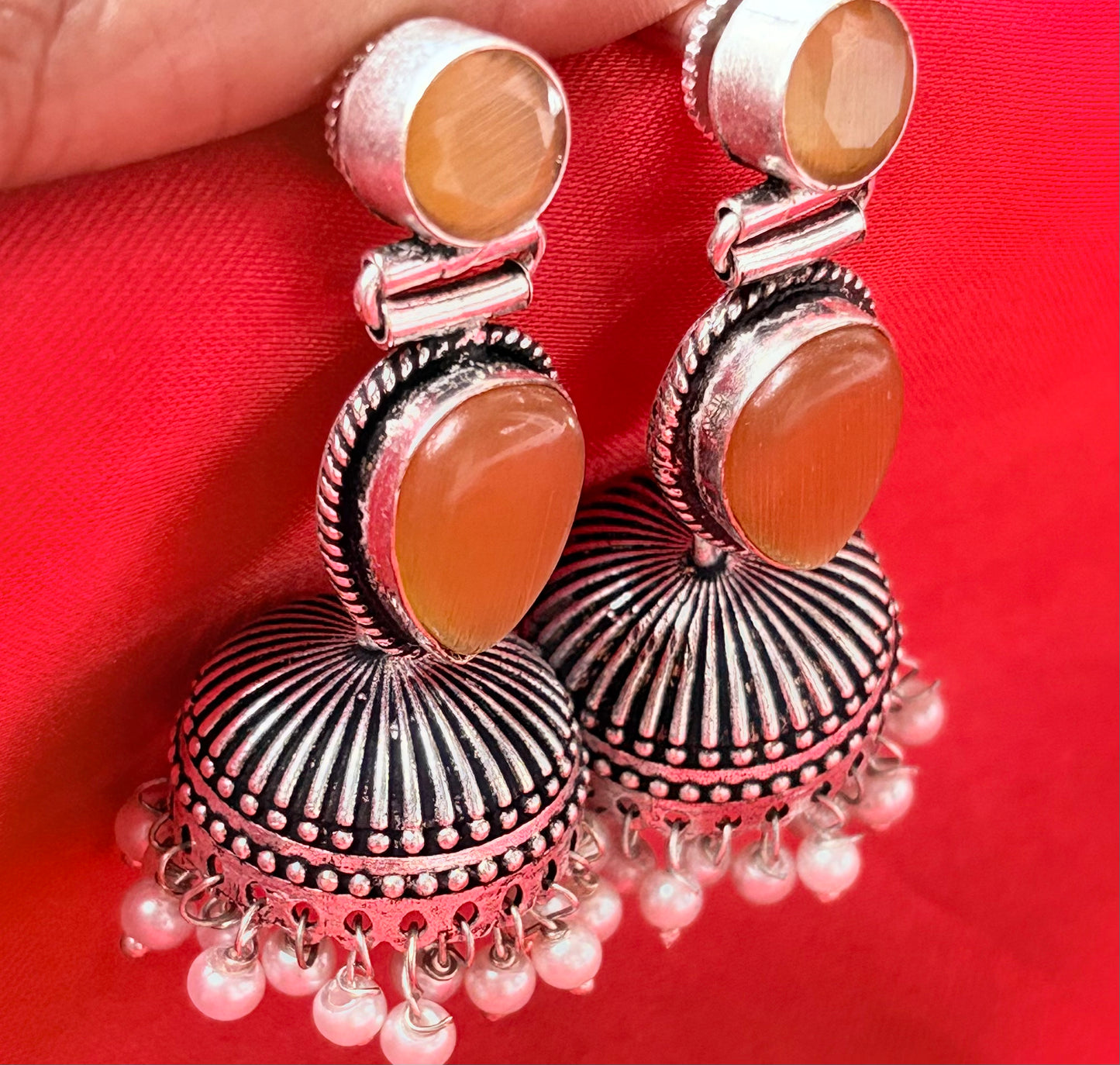 OXIDISED SILVER JHUMKA-