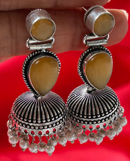 OXIDISED SILVER JHUMKA-