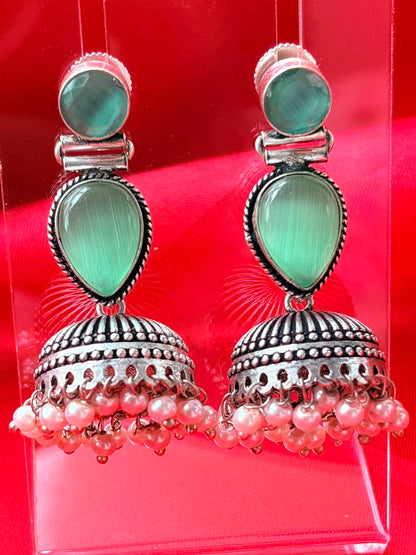 OXIDISED SILVER JHUMKA-