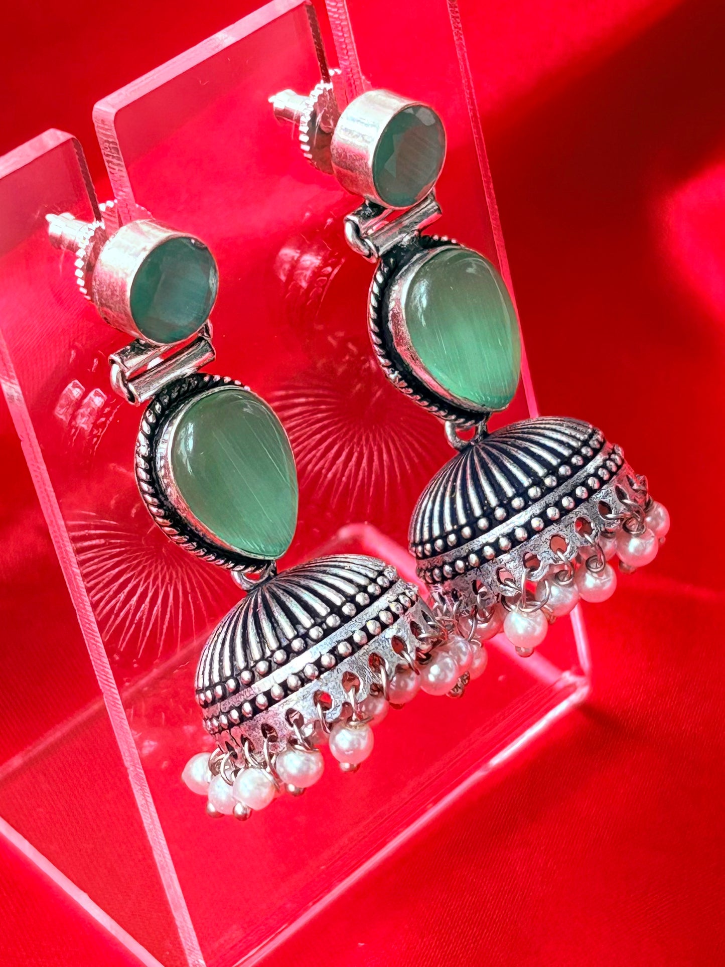 OXIDISED SILVER JHUMKA-