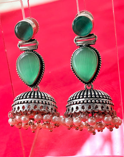 OXIDISED SILVER JHUMKA-