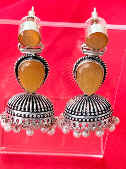 OXIDISED SILVER JHUMKA-