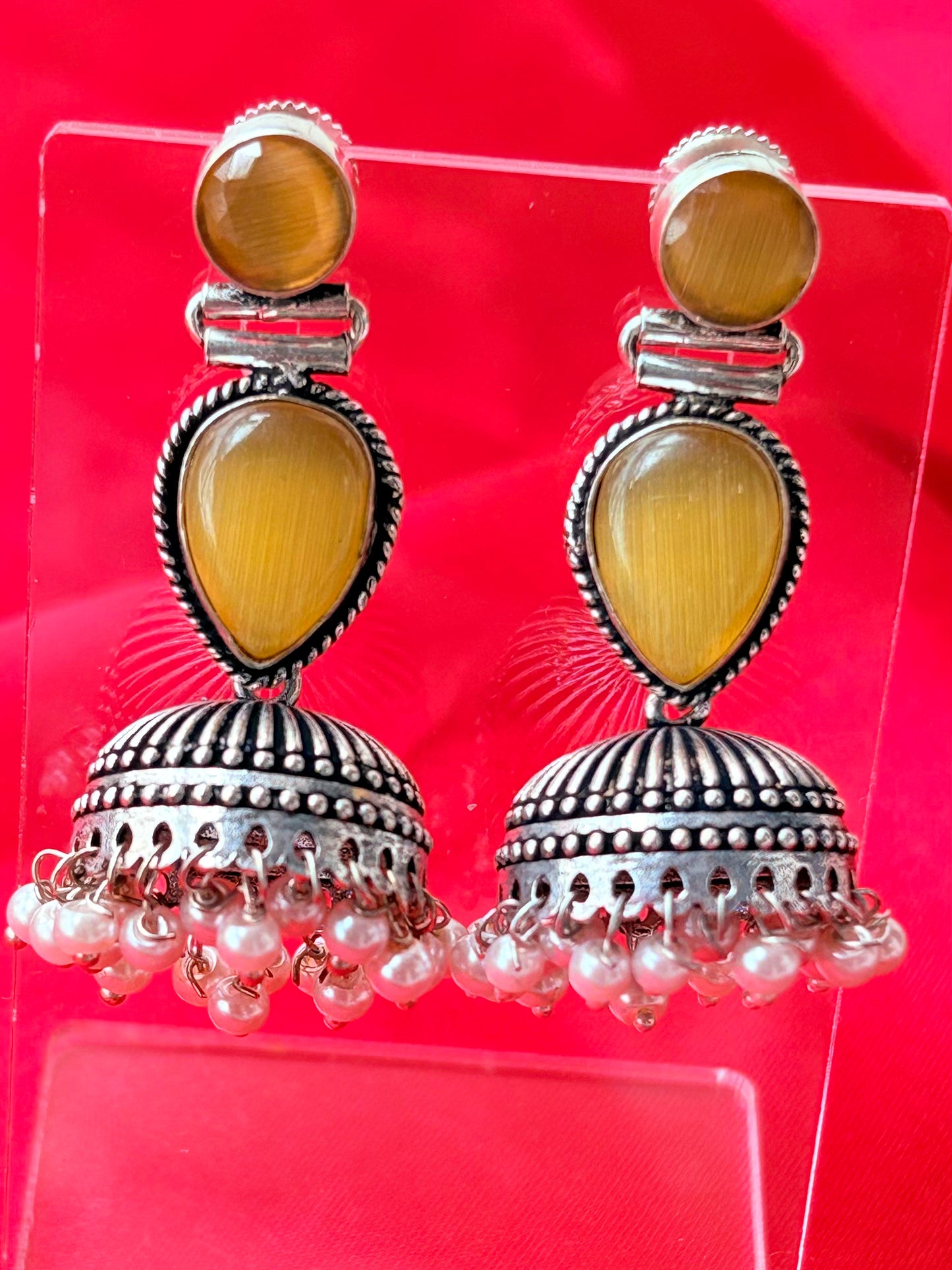 OXIDISED SILVER JHUMKA-