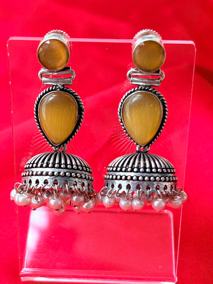 OXIDISED SILVER JHUMKA-