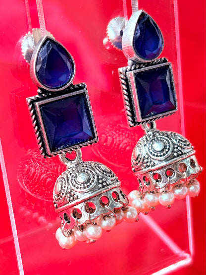 OXIDISED STONE JHUMKAS