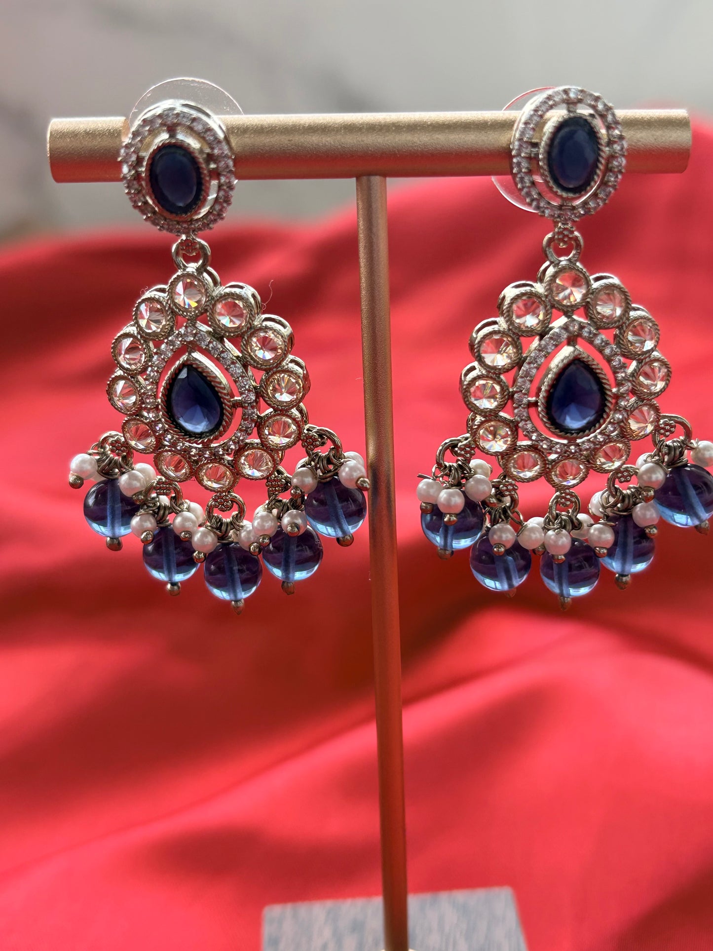 Noor Blue Kundan Drops