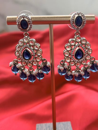 Noor Blue Kundan Drops